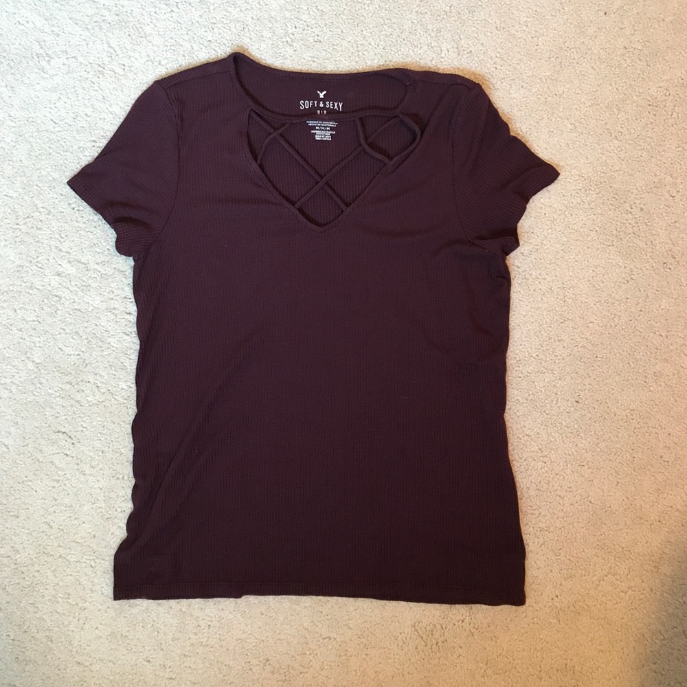 American Eagle soft and sexy ribbed cage t-shirt